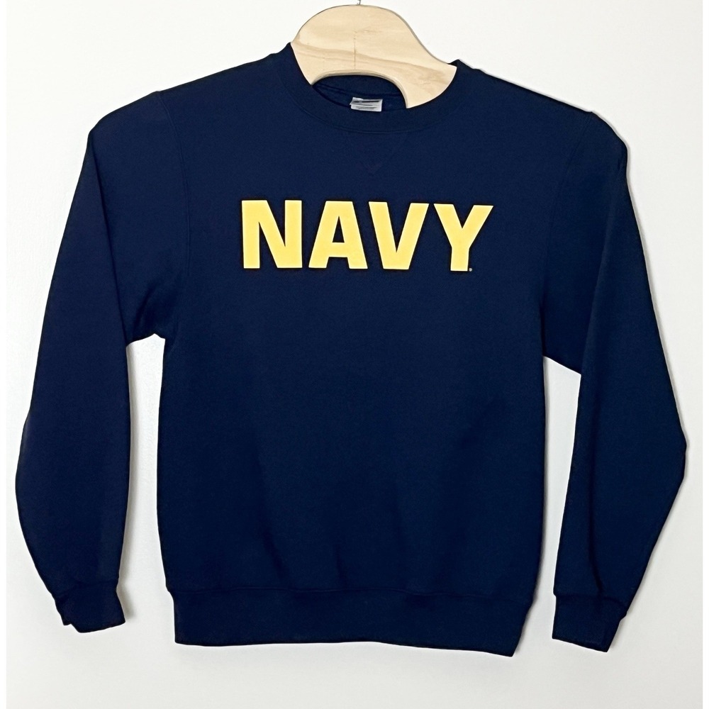 US Navy Sweatshirt Men's Small Navy Blue Military Patriotic USA Armed Forced